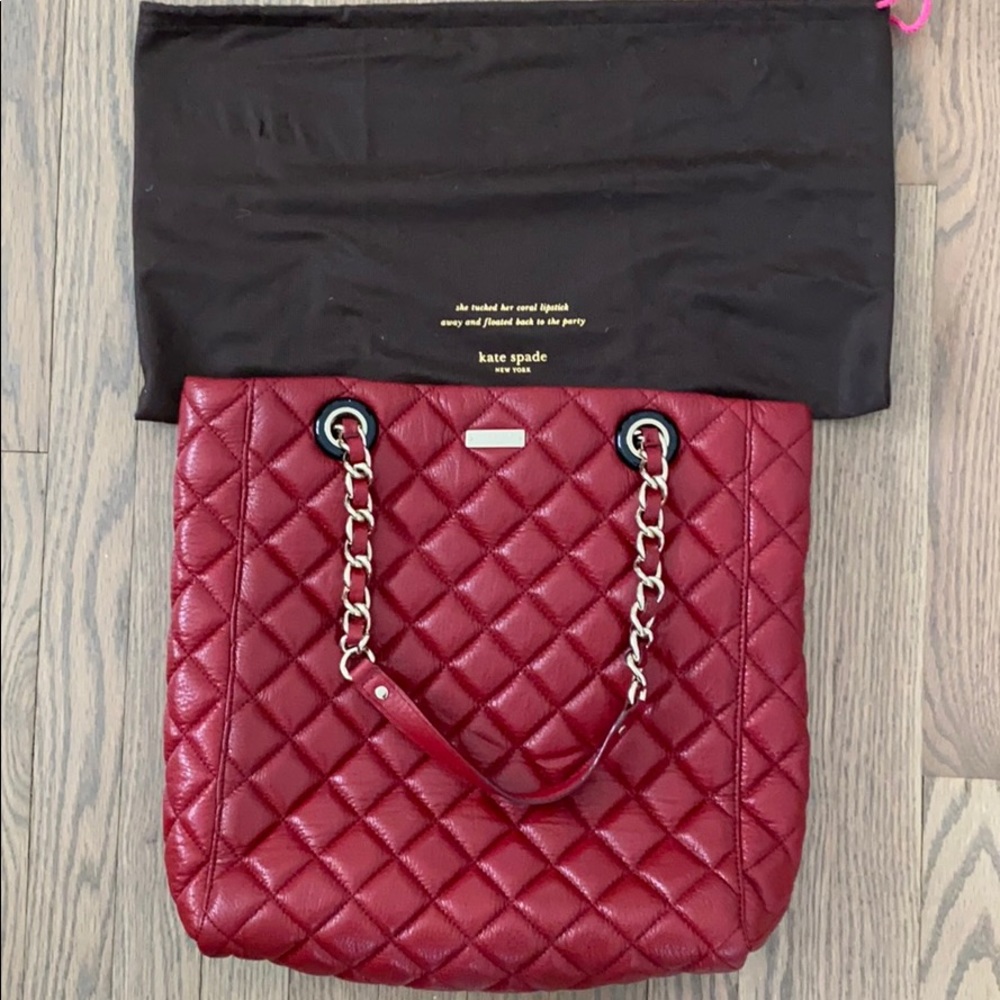 Kate Spade red quilted handbag w/ dust bag.